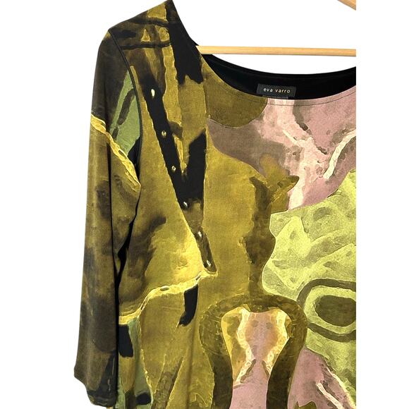 Eva Varro Tunic Layered Watercolor Top Abstract Stretch Size Large Art to Wear - Picture 7 of 9